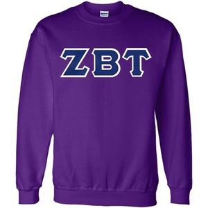 Greekgear Zeta Beta Tau Lettered Crewneck(Purple)