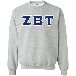 Greekgear Zeta Beta Tau Lettered Crewneck(Sports Grey)