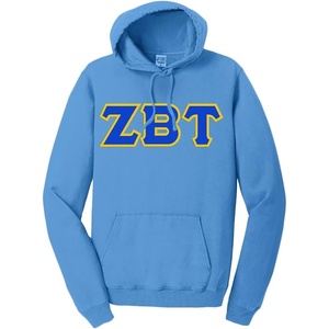 Greekgear Zeta Beta Tau ZBT Pigment-Dyed Lettered Hooded Sweatshirt(Blue Moon)