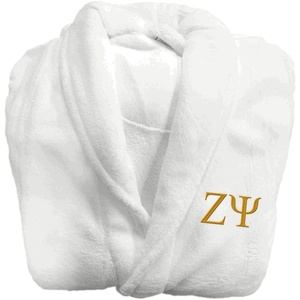 Greekgear Zeta Psi Fraternity Lettered Bathrobe White