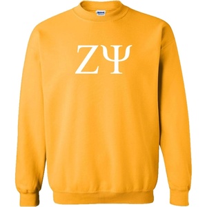 Greekgear Zeta Psi World Famous Crest Crewneck Sweatshirt(Gold)
