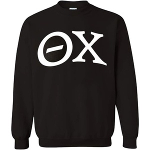 Theta Chi Arched Greek Letter Crewneck Sweatshirt Black(Black)