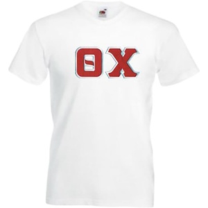 Theta Chi Lettered V-Neck T-Shirt(White)