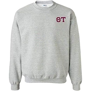 Theta Tau Lettered World Famous Greek Crewneck(Sports Grey)