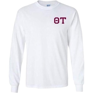 Theta Tau World Famous Crest Long Sleeve T-Shirt(White)