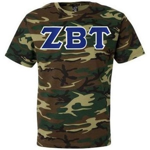 Zeta Beta Tau Lettered Camouflage T-Shirt(Camouflage)