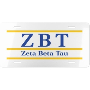 Zeta Beta Tau ZBT Lettered Lines License Covers