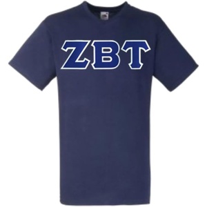 Zeta Beta Tau ZBT Lettered V-Neck T-Shirt(Navy Blue)