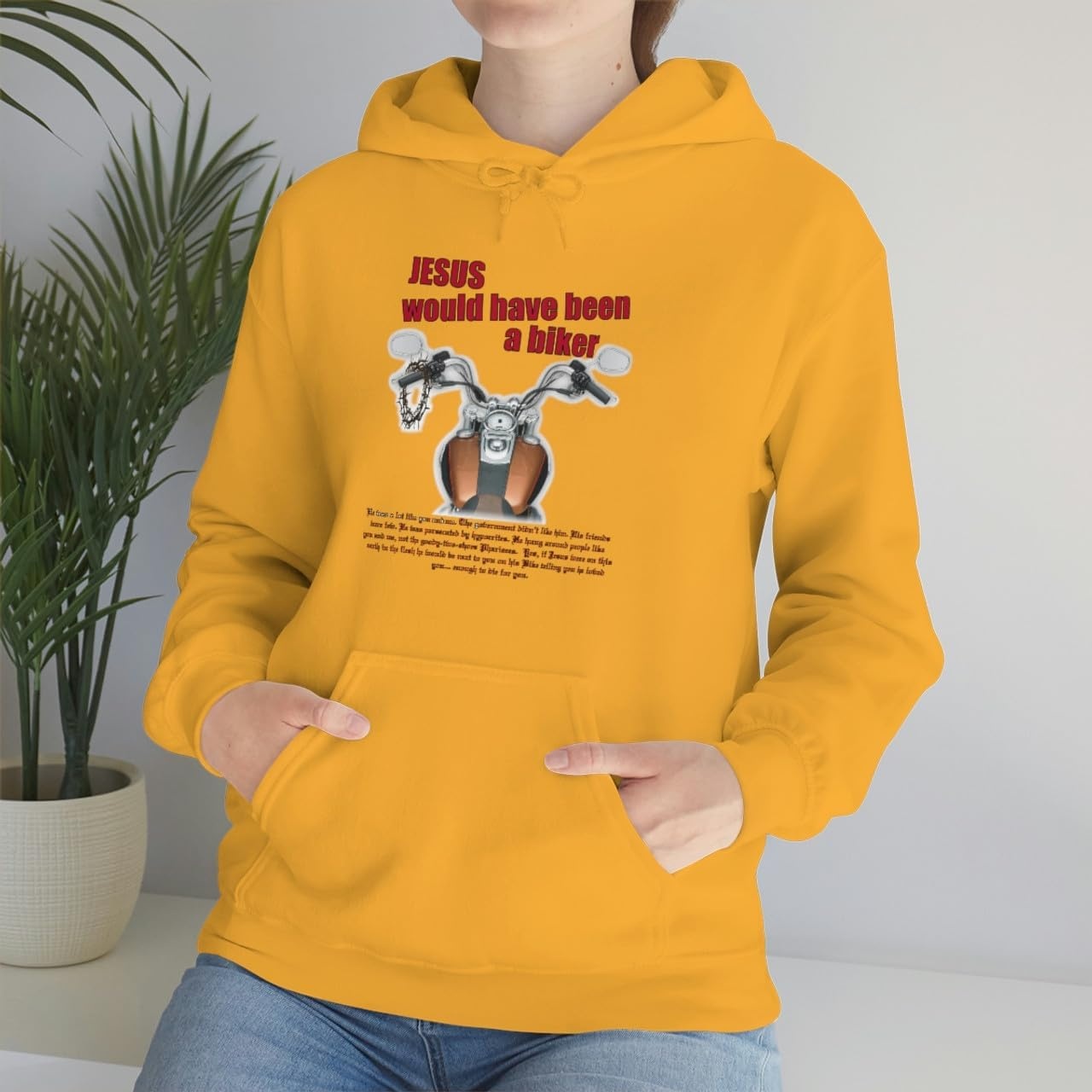 image:imageJesus Would Have Been A Biker Christian Hoodie SweatshirtGold
