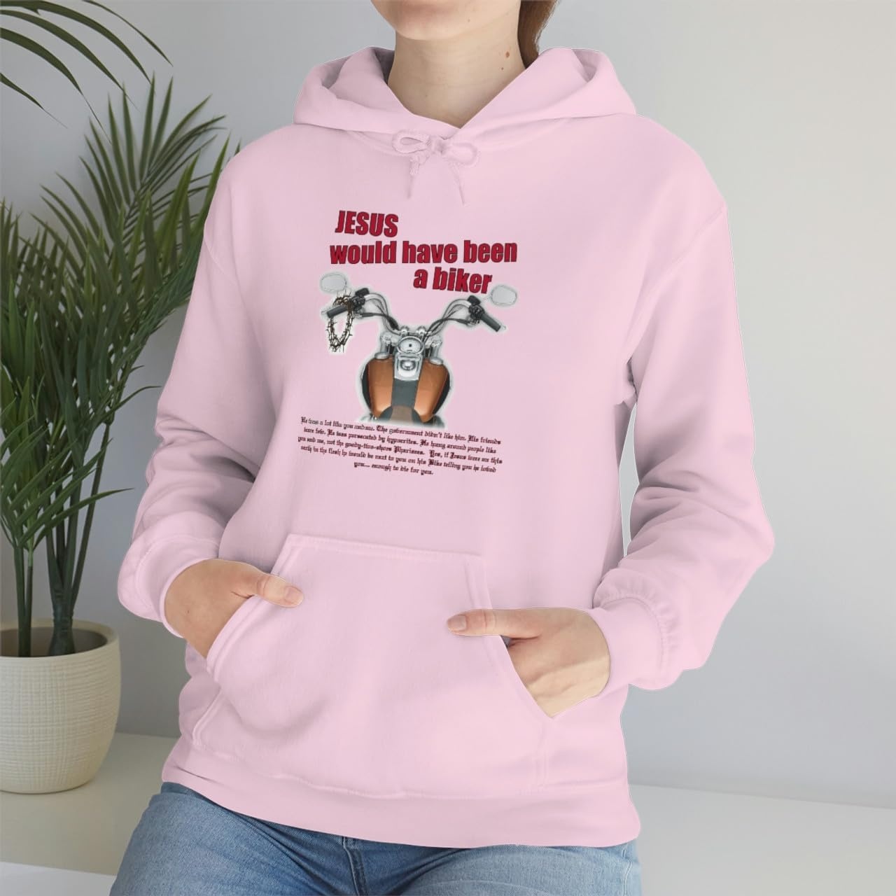 image:imageJesus Would Have Been A Biker Christian Hoodie SweatshirtLight Pink