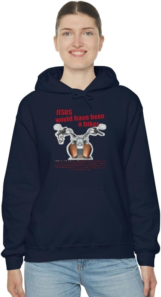 image:imageJesus Would Have Been A Biker Christian Hoodie SweatshirtNavy