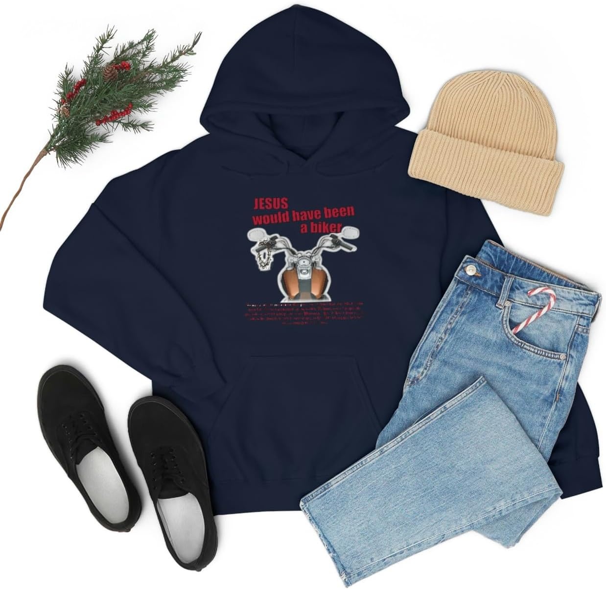 image:imageJesus Would Have Been A Biker Christian Hoodie SweatshirtNavy