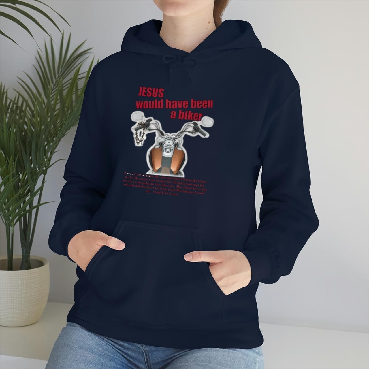 image:imageJesus Would Have Been A Biker Christian Hoodie SweatshirtNavy