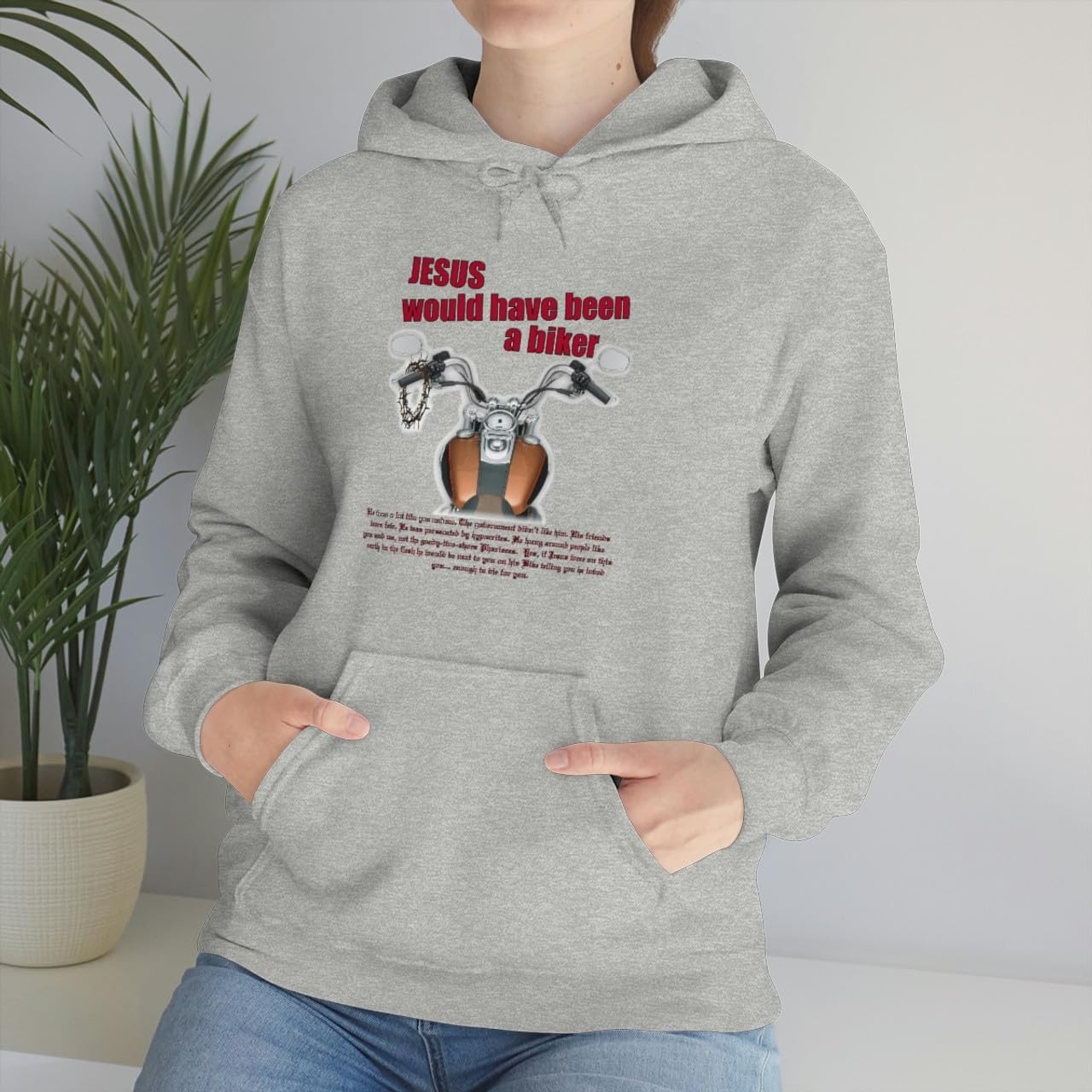 image:imageJesus Would Have Been A Biker Christian Hoodie SweatshirtSport Grey