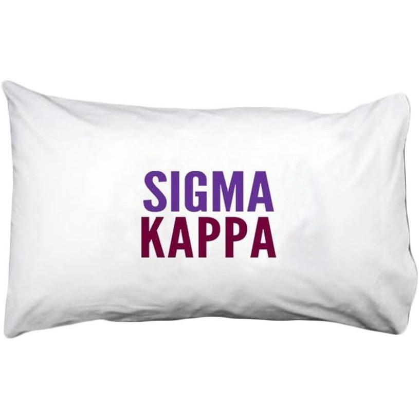 image:imageGreekgear Sigma Kappa Name Stack Pillow Cover White wPurpleMaroon Imprint Color