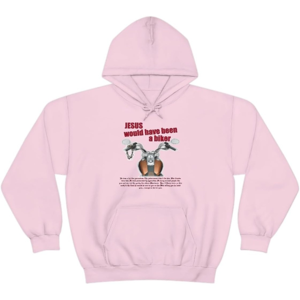 image:imageJesus Would Have Been A Biker  Christian Hoodie SweatshirtLight Pink