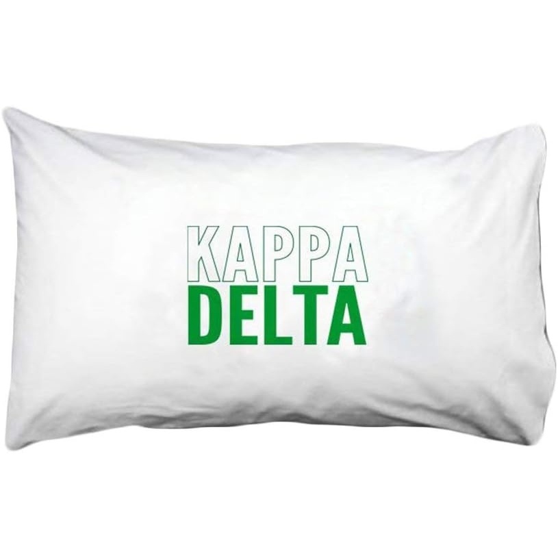 image:imageKappa Delta Name Stack Pillow Cover White wWhiteKelly Green Imprint Color