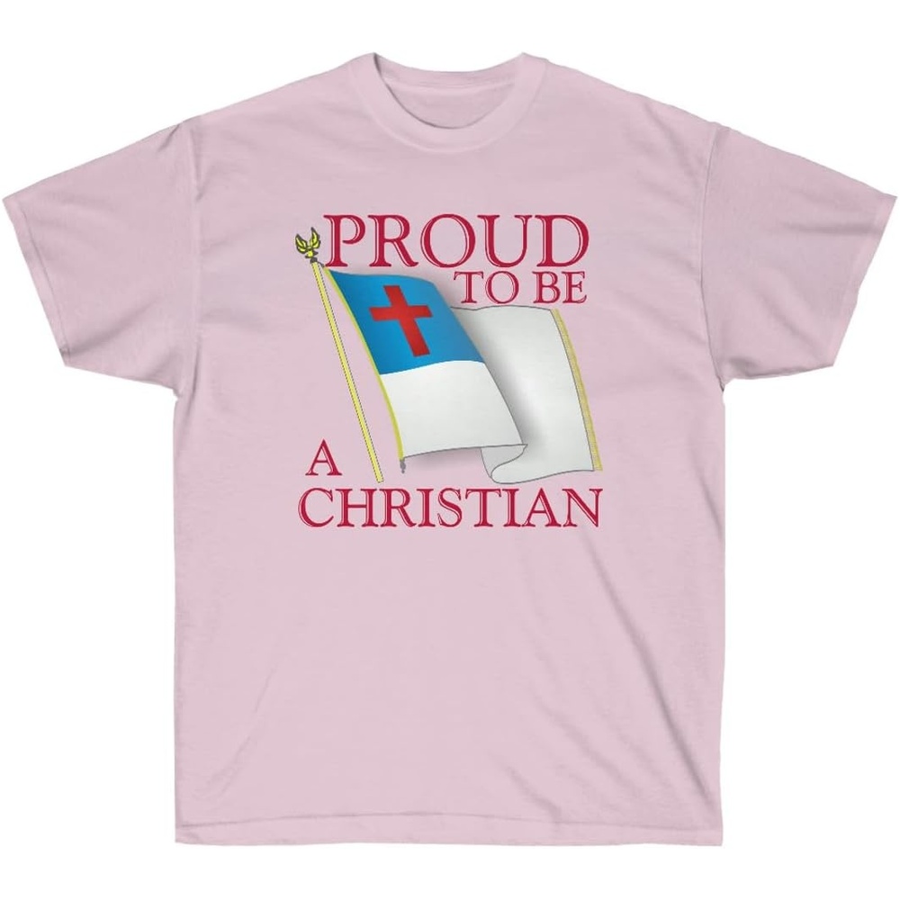 image:imageProud to Be A Christian Flag  Christian TShirtLight Pink