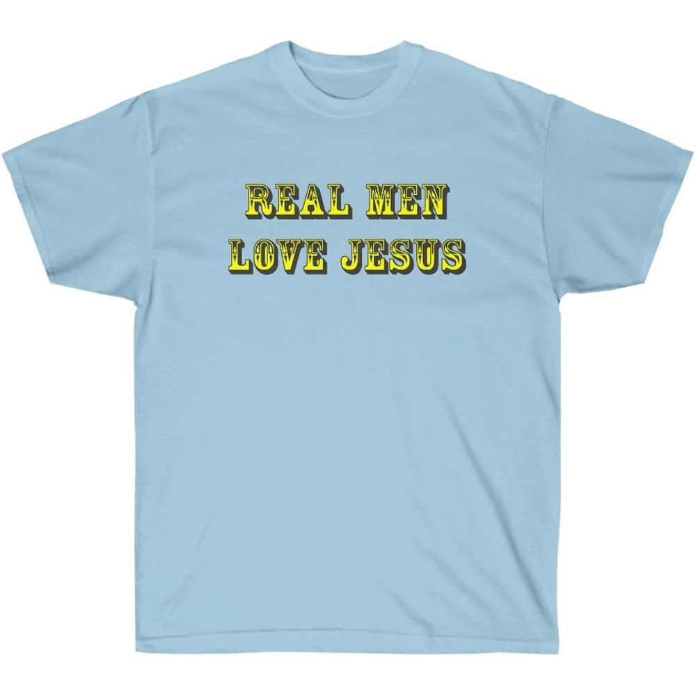 image:imageReal Men Love Jesus Christian TShirtLight Blue