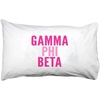 Gamma Phi Beta Name Stack Pillow Cover White w/Pink Imprint Color