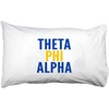 Greekgear Theta Phi Alpha Name Stack Pillow Cover White w/Royal Blue/Gold Imprint Color
