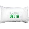 Kappa Delta Name Stack Pillow Cover White w/White/Kelly Green Imprint Color