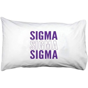 Greekgear Sigma Sigma Sigma Name Stack Pillow Cover White w/Purple/White Imprint Color