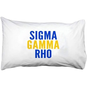 Sigma Gamma Rho Name Stack Pillow Cover White w/Royal Blue/Gold Imprint Color