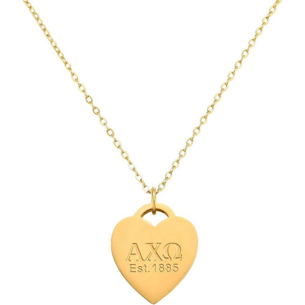 image:imageGreekgear Alpha Chi Omega Heart Tag Necklace