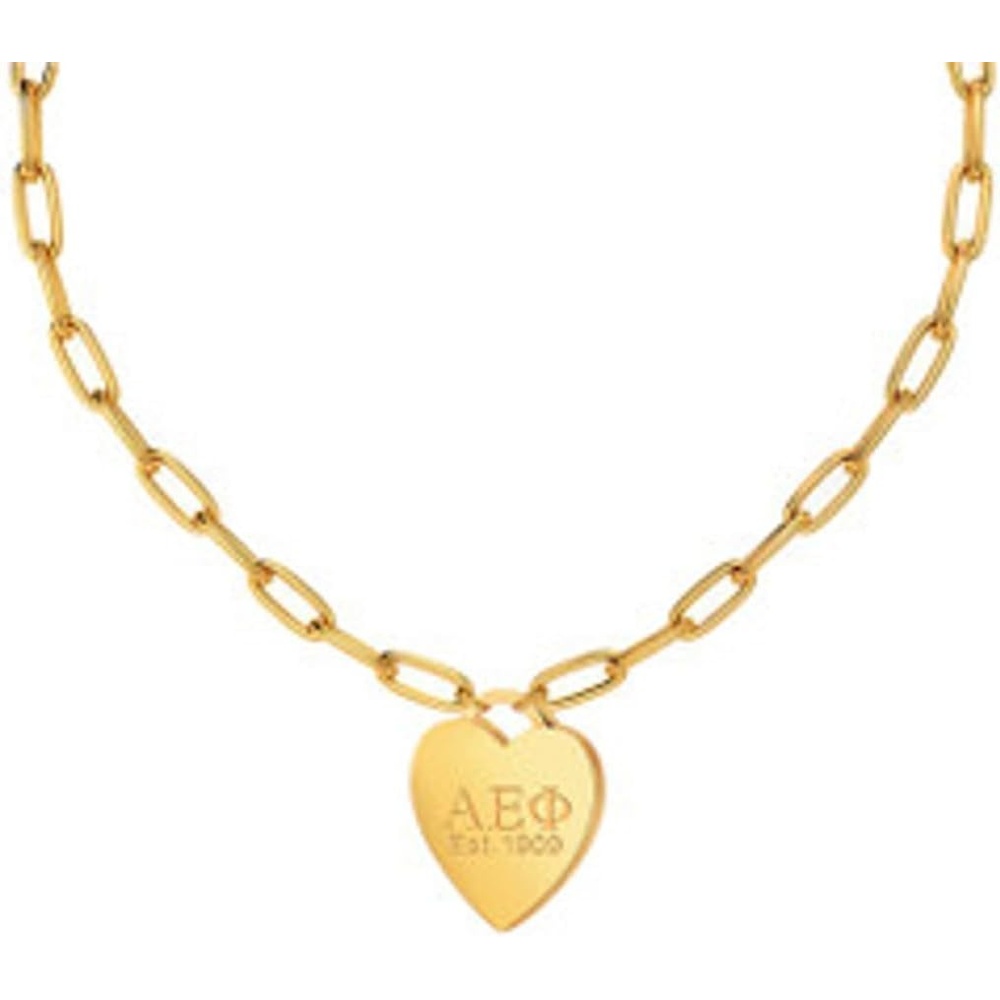 image:imageGreekgear Alpha Epsilon Phi Heart Tag NecklacePaperclip Chain