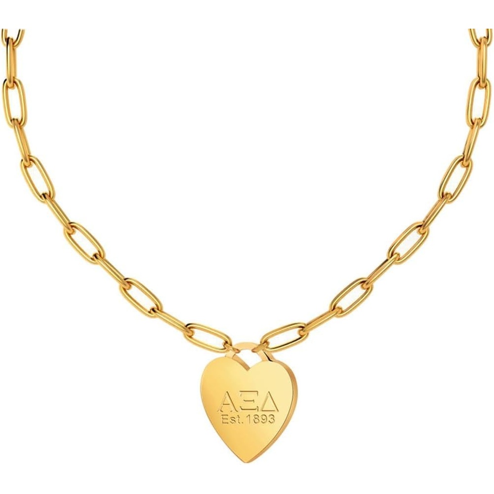 image:imageGreekgear Alpha Xi Delta Heart Tag NecklacePaperclip Chain