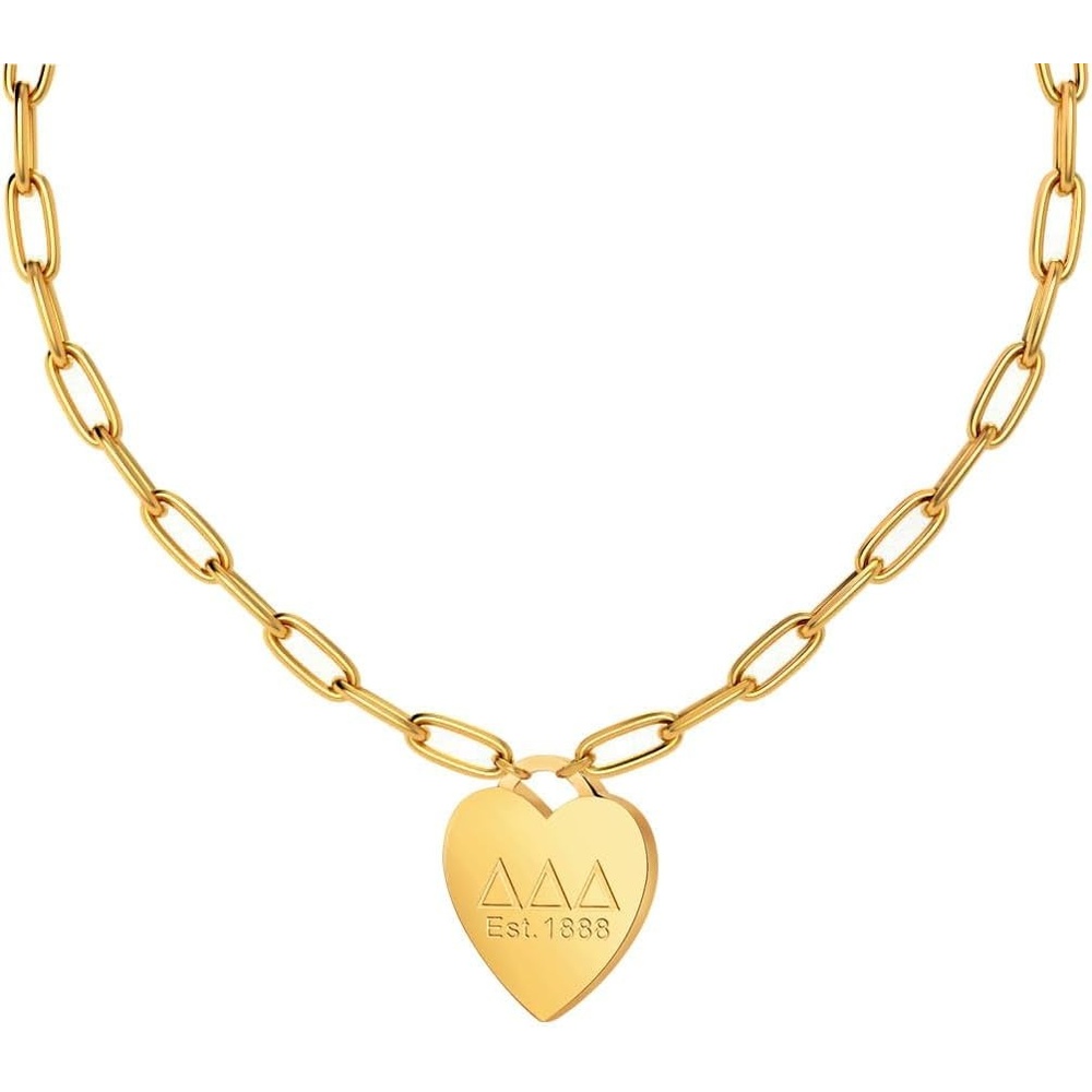 image:imageGreekgear Delta Delta Delta Heart Tag NecklacePaperclip Chain