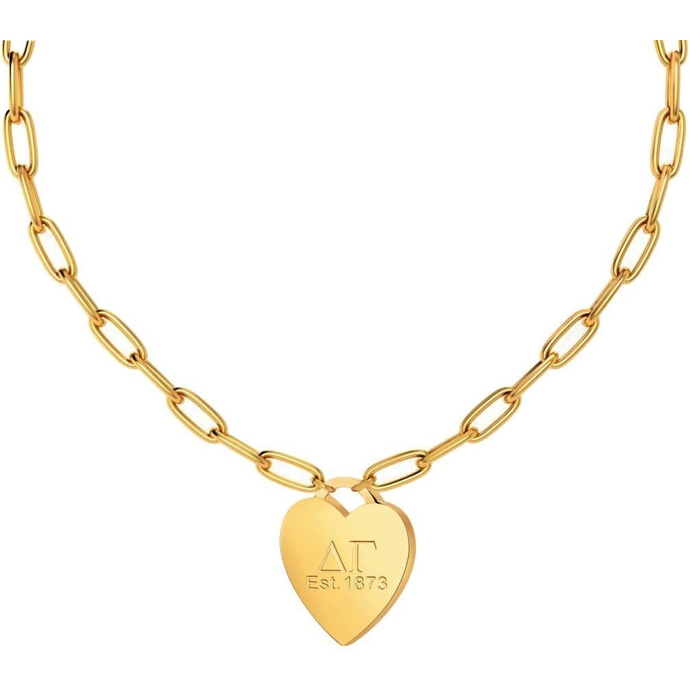 image:imageGreekgear Delta Gamma Heart Tag NecklacePaperclip Chain