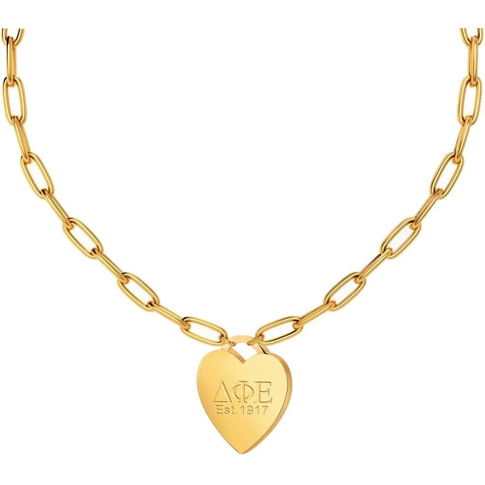 image:imageGreekgear Delta Phi Epsilon Heart Tag NecklacePaperclip Chain