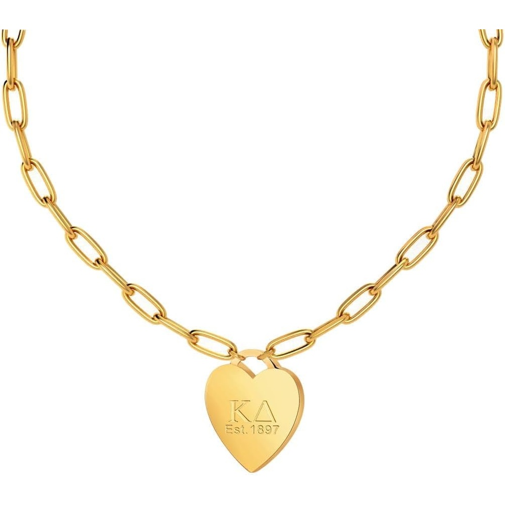 image:imageGreekgear Kappa Delta Heart Tag NecklacePaperclip Chain