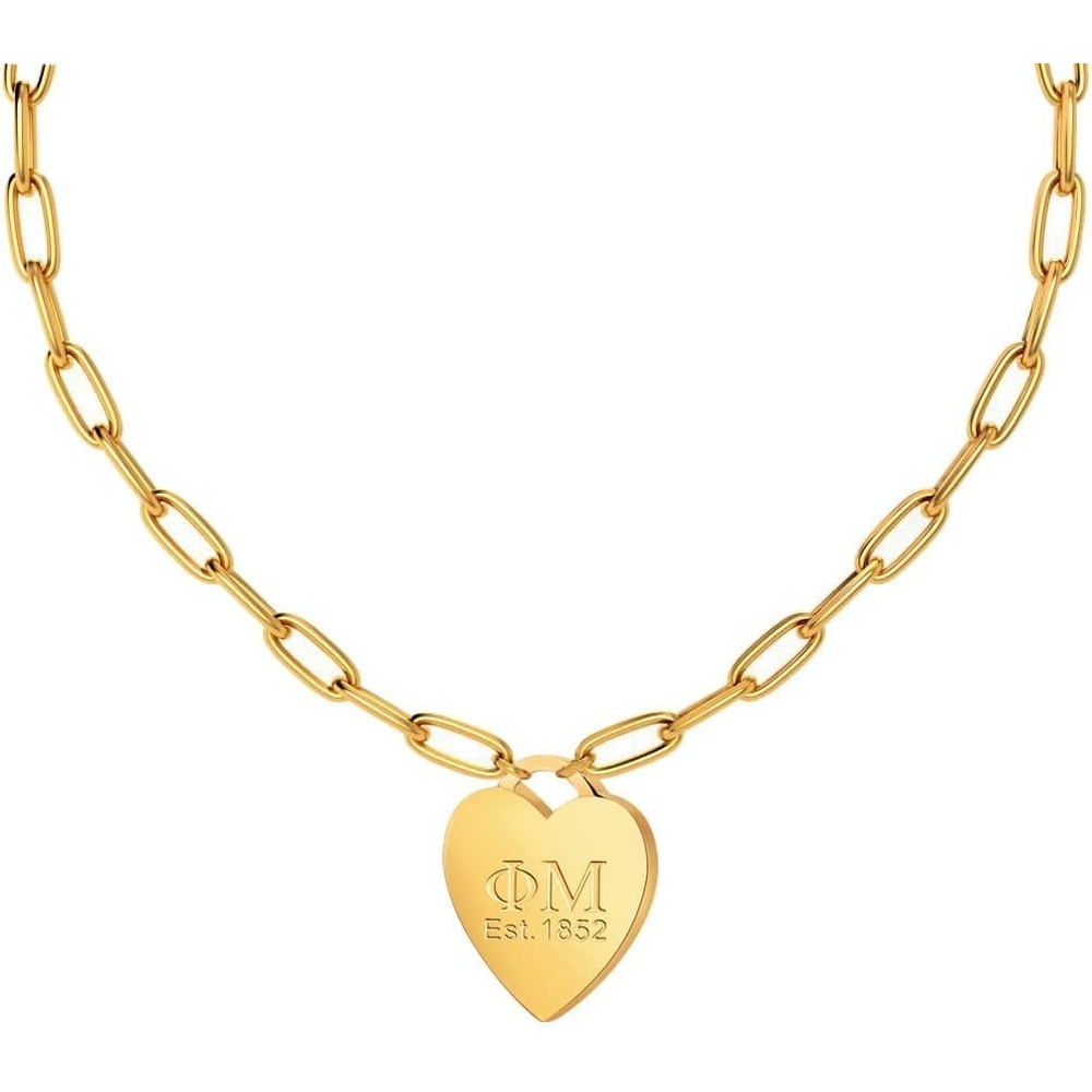 image:imageGreekgear Phi Mu Heart Tag NecklacePaperclip Chain