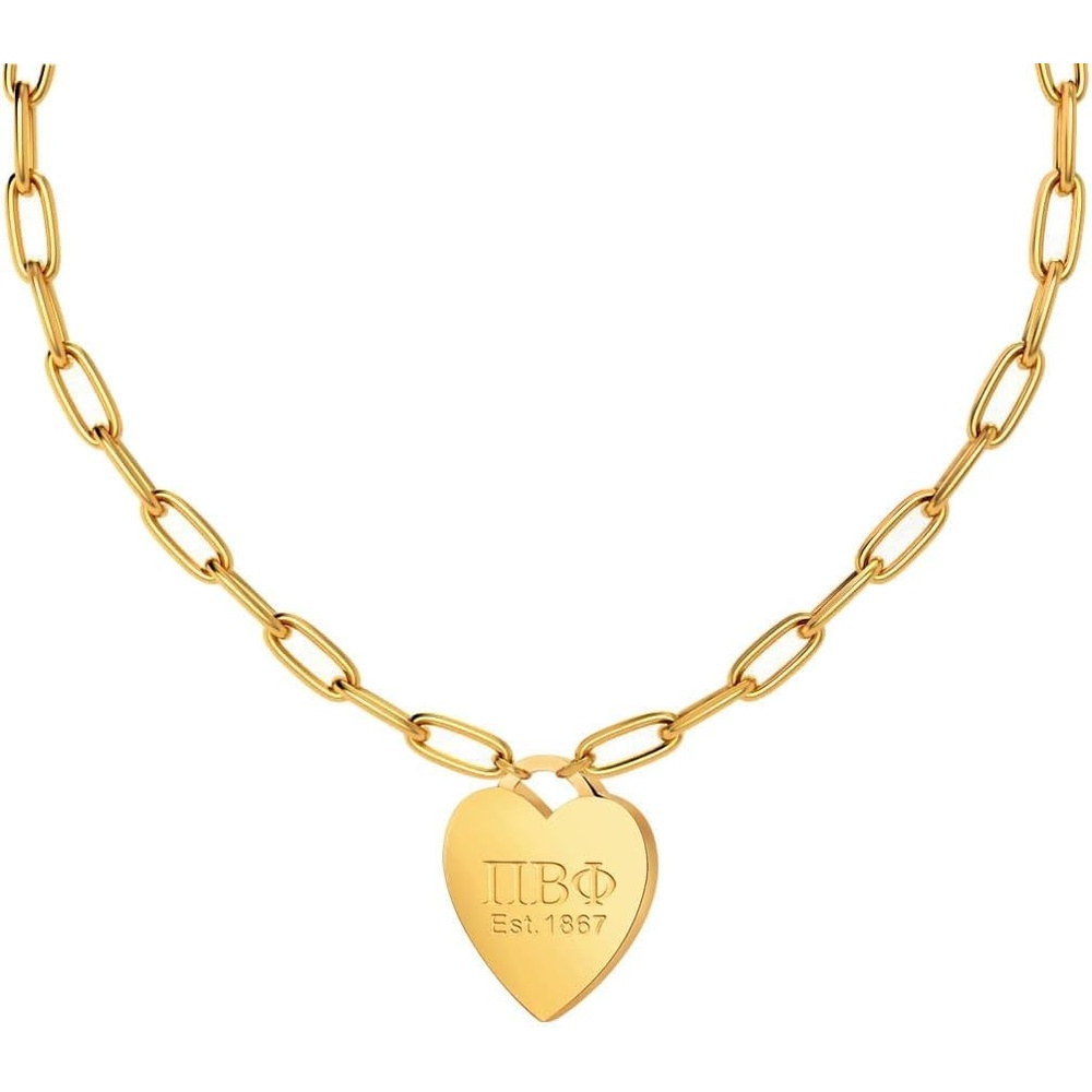 image:imageGreekgear Pi Beta Phi Heart Tag NecklacePaperclip Chain