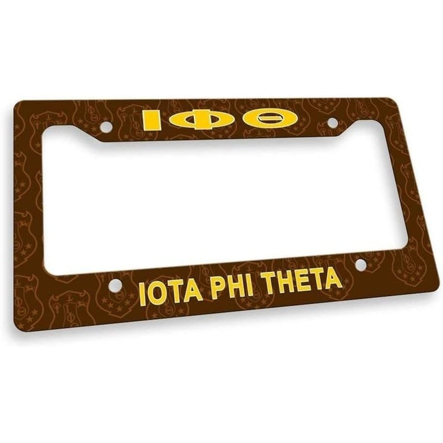 image:imageIota Phi Theta Custom License Plate Frame Brown