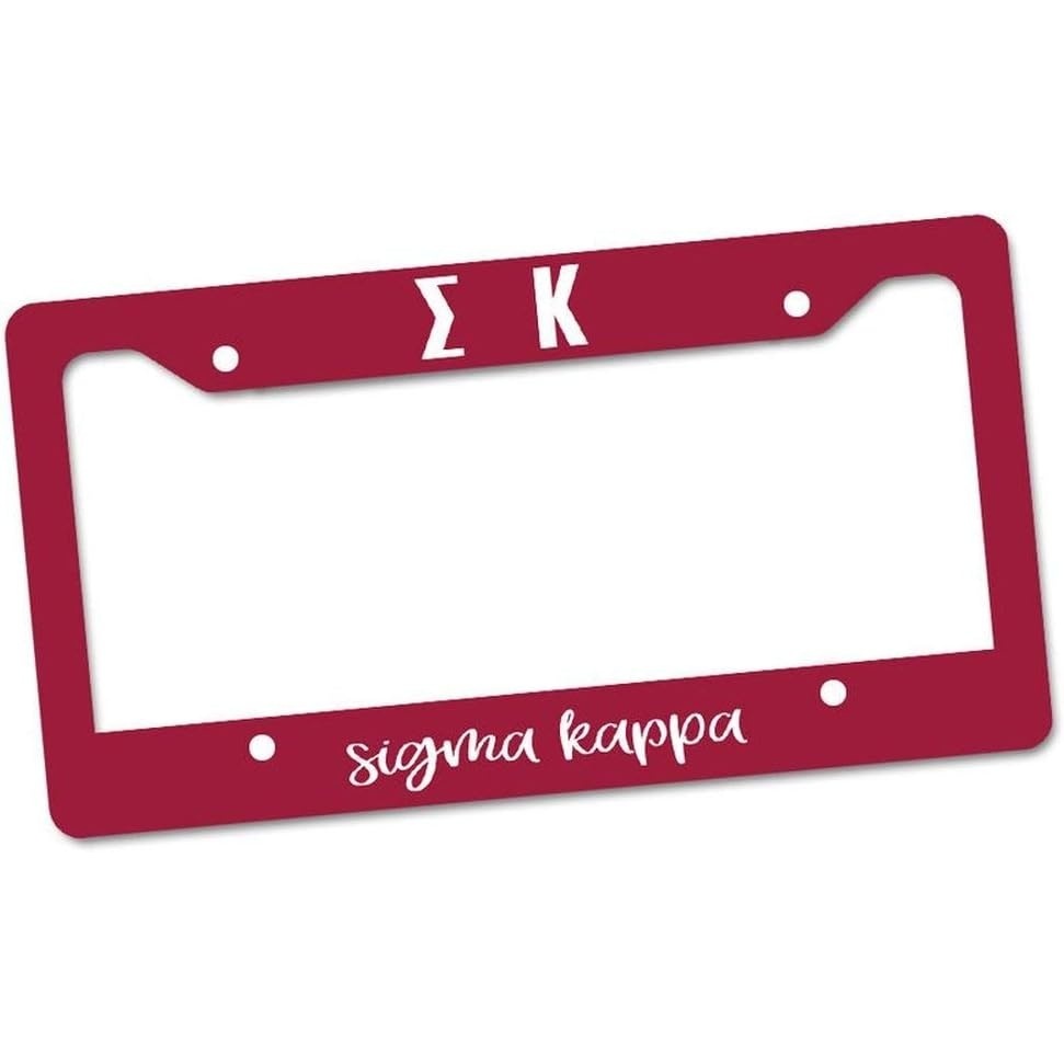 image:imageSigma Kappa Custom License Plate Frame Maroon