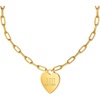 Greekgear Alpha Omicron Pi Heart Tag Necklace-(Paperclip Chain)