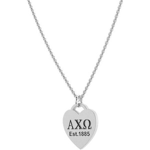Greekgear Alpha Chi Omega Silver Heart Necklace