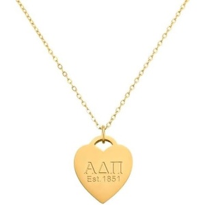 Greekgear Alpha Delta Pi Heart Tag Necklace