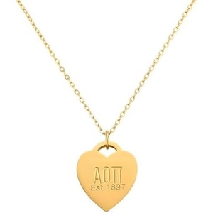 Greekgear Alpha Omicron Pi Heart Tag Necklace