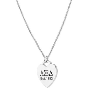 Greekgear Alpha Xi Delta Silver Heart Necklace