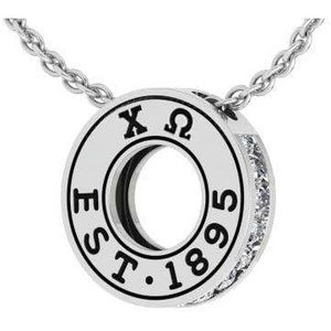 Greekgear Chi Omega Chi O Circle Established Charm Necklace