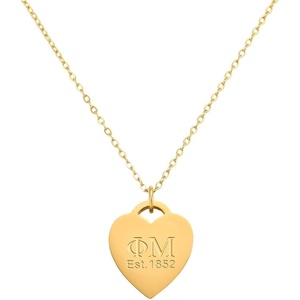 Greekgear Phi Mu Heart Tag Necklace