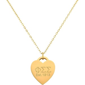 Greekgear Phi Sigma Sigma Heart Tag Necklace