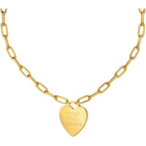 Greekgear Sigma Kappa Heart Tag Necklace-(Paperclip Chain)