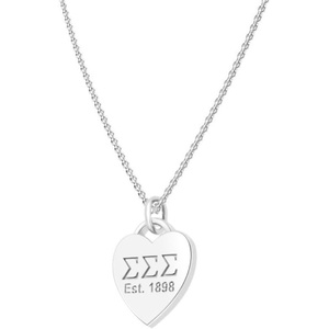 Greekgear Sigma Sigma Sigma Silver Heart Necklace