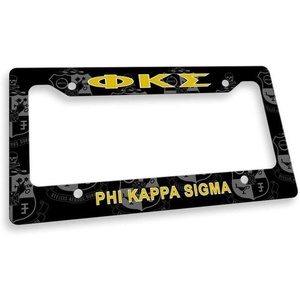 Phi Kappa Sigma Custom License Plate Frame Black